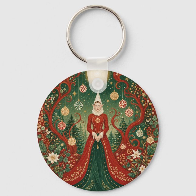 Chaveiro Rainha Elfa da Floresta Enluarada de Natal (Verso)