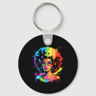 Chaveiro Rainha Negra do Juneteenth Orgulho Afro Arte Gotej