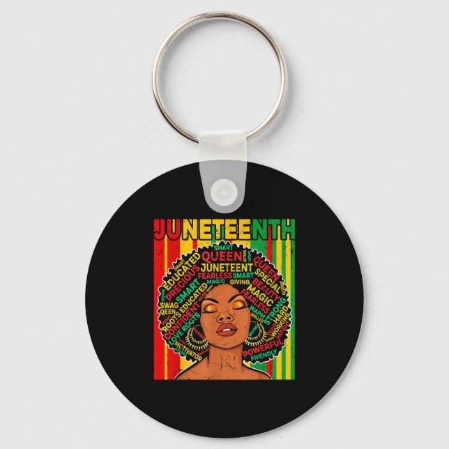 Chaveiro Rainha retro melanina do Juneteenth afro-americana (Frente)