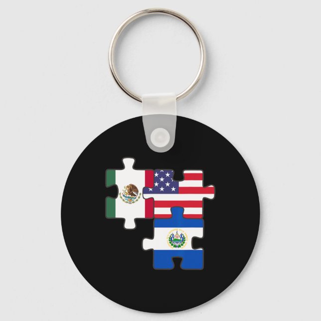 Chaveiro Raízes mexicanas e salvadorenhas mais a bandeira d (Frente)