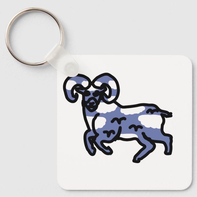 Chaveiro Ram Aries Keychain – Minimal Zodiac Animal  (Frente)