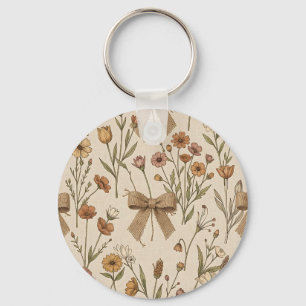 Chaveiro Ramalhete de Flores Silvestres Rústicas com Laços 