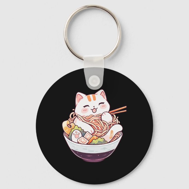 Chaveiro Ramen Cat Kawaii Neko Cute Animes Camisa Para Home (Frente)