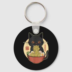 Chaveiro Ramen de Gato Gráfico Engraçado Japonês Kawaii Gat