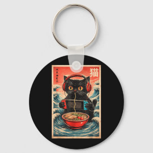 Chaveiro Ramen de Gato Japonês Gráfico Divertido Kawaii Ani