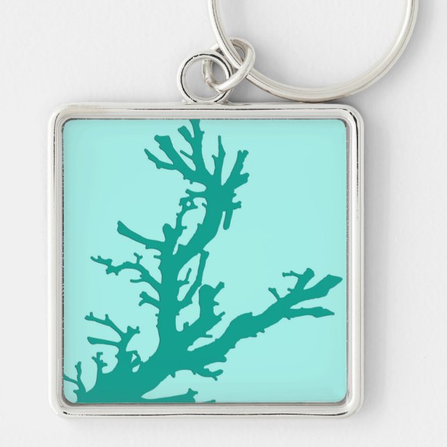 Chaveiro Ramo de coral - turquesa e aqua (Frente)