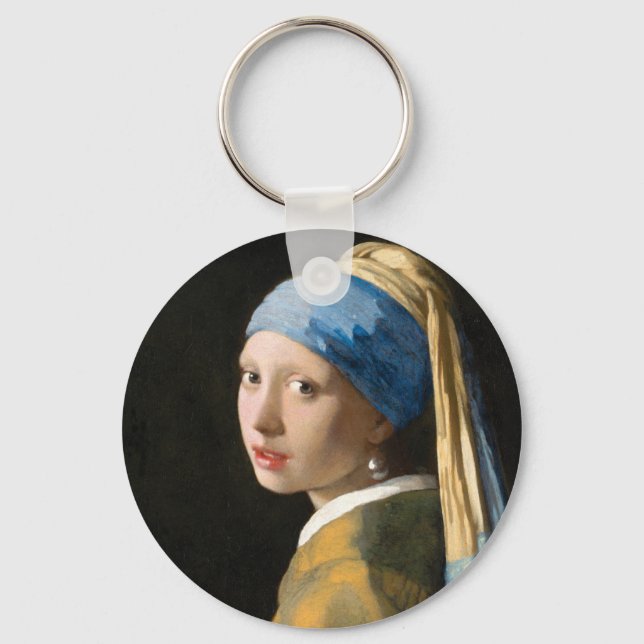 Chaveiro Rapariga com pérolas a ouvir por Johannes Vermeer (Frente)