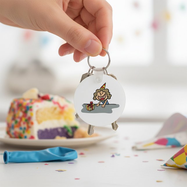 Chaveiro Rapariga De Aniversário Com Presente (Criador carregado)