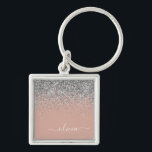 Chaveiro Rapariga do Monograma com rosa Dourado Blush Pink<br><div class="desc">Rosa Dourado - Chaveiros com nomes de Monograma (Cadeia de Chaves) de Script Glitter Glitter e Rosa-Blush. Isto faz o doce e perfeito aniversário de 16 anos,  casamento,  chá de panela,  aniversário,  chá de fraldas ou festa de solteira presente para alguém que ama luxo de luxo e estilos quíticos.</div>