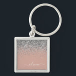 Chaveiro Rapariga do Monograma com rosa Dourado Blush Pink<br><div class="desc">Rosa Dourado - Chaveiros com nomes de Monograma (Cadeia de Chaves) de Script Glitter Glitter e Rosa-Blush. Isto faz o doce e perfeito aniversário de 16 anos,  casamento,  chá de panela,  aniversário,  chá de fraldas ou festa de solteira presente para alguém que ama luxo de luxo e estilos quíticos.</div>