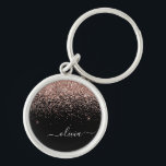 Chaveiro Rapariga do Monograma de Script Brilhante Cor-de-r<br><div class="desc">Rosa Dourado - Chaveiros com nomes de Monograma (Cadeia de Chave) de Script Glitter Brilhante e Rosa Espreita. Isto faz o doce e perfeito aniversário de 16 anos, casamento, chá de panela, aniversário, chá de fraldas ou festa de solteira presente para alguém que ama luxo de luxo e estilos quíticos....</div>