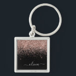 Chaveiro Rapariga do Monograma de Script Brilhante Cor-de-r<br><div class="desc">Rosa Dourado - Chaveiros com nomes de Monograma (Cadeia de Chave) de Script Glitter Brilhante e Rosa Espreita. Isto faz o doce e perfeito aniversário de 16 anos, casamento, chá de panela, aniversário, chá de fraldas ou festa de solteira presente para alguém que ama luxo de luxo e estilos quíticos....</div>