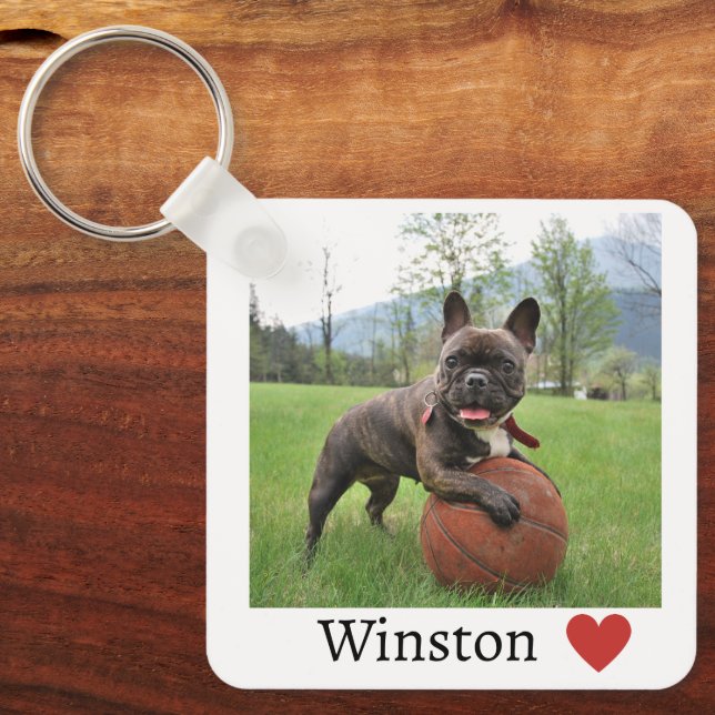 Chaveiro Rapariga Foto e Nome Cachorro Francês Bulldog (Frente)