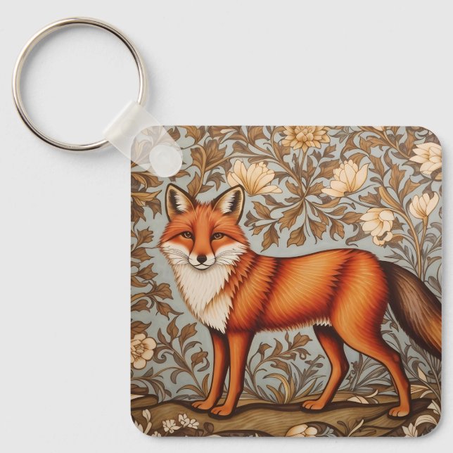 Chaveiro Raposa Andando Inspirado em William Morris  (Frente)