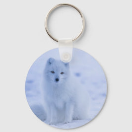 Chaveiro Raposa Árctica Cuta no Fundo de Inverno de Neve