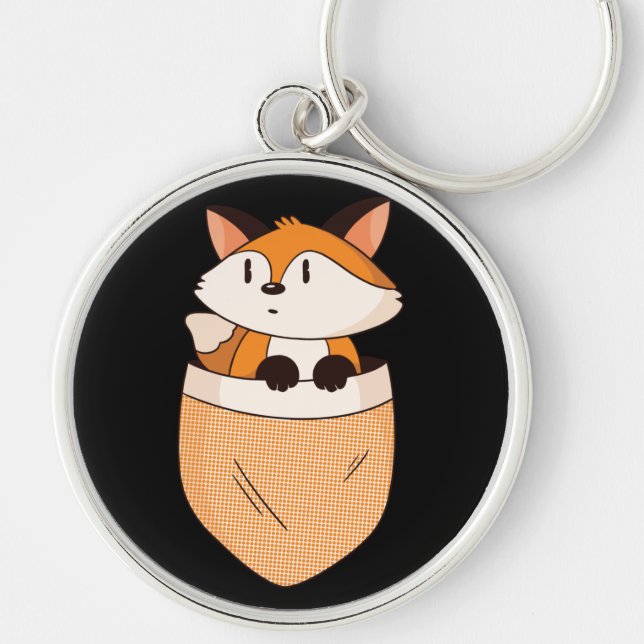 Chaveiro Raposa de Bolso - Design de Desenho Animado Fofo (Frente)
