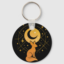 Chaveiro Raposa do Deserto Celestial - Lua e Estrelas Cósmi