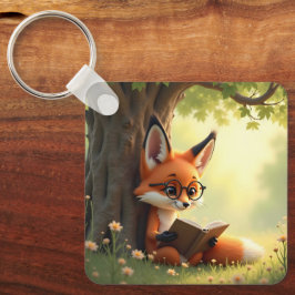 Chaveiro Raposa fofa lendo um livro, personalizado