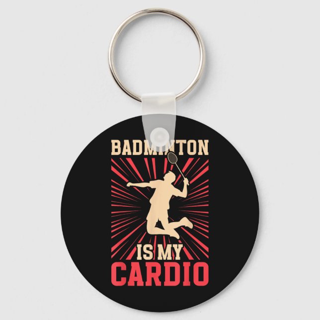 Chaveiro Raquete Shuttle Badminton É Meu Passaro Cardio  (Frente)