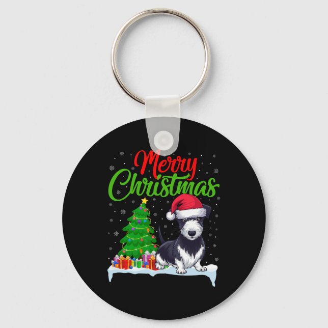 Chaveiro Rat Terrier Cog Árvore De Natal Luz Engraçado Xmas (Frente)