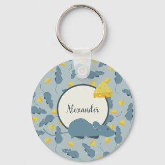 Chaveiro Rato azul personalizado e queijo