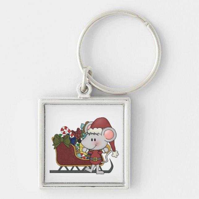 Chaveiro Rato do papai noel com trenó (Frente)