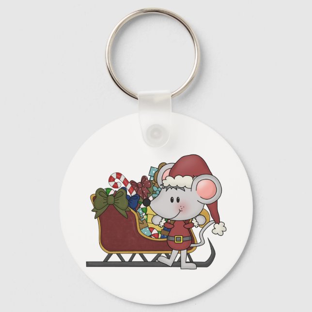 Chaveiro Rato do papai noel com trenó (Frente)