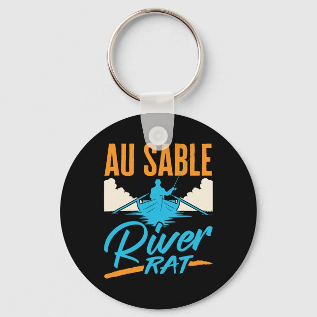 Chaveiro Rato do Rio Au Sable Rafting Canoagem Pesca Barco (Frente)
