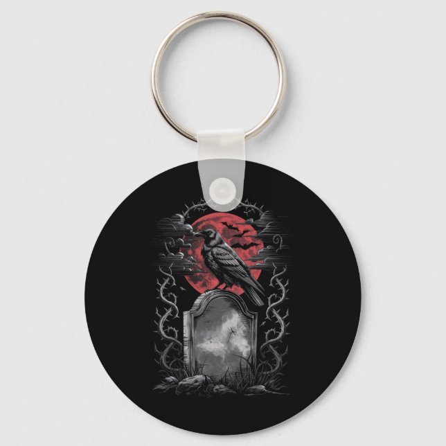 Chaveiro Raven Bird Gothic Raven Art Cemetery Fantasy (Frente)