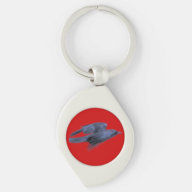 Chaveiro Raven Negro Voador Gótico, Céltico, Vida Selvagem (Frente)