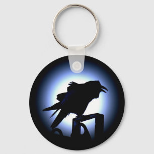 Chaveiro Raven Silhouette Contra Lua Cheia