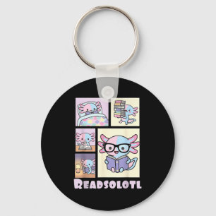Chaveiro Readsolotl kawaii axolotl amante de livros leitura