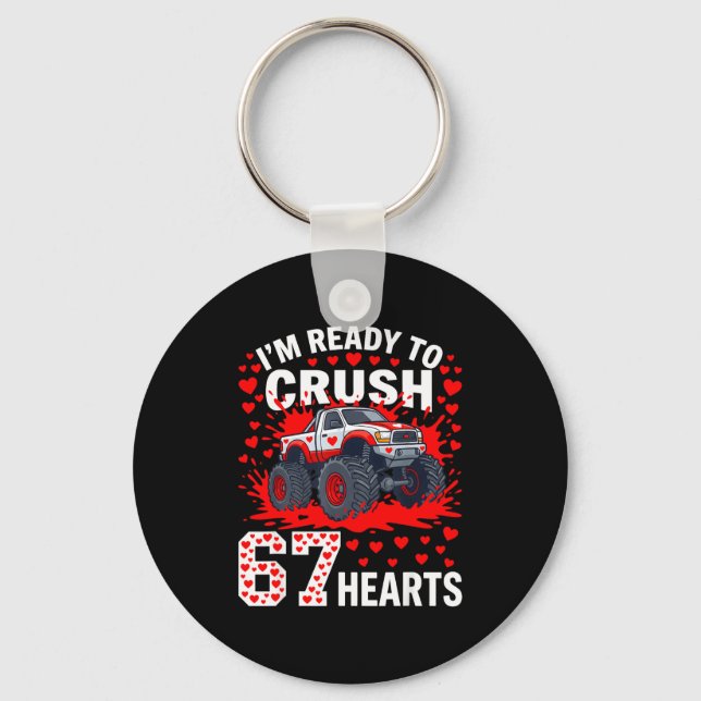 Chaveiro Ready To Crush 67 Hearts Monster Truck Valentines  (Frente)