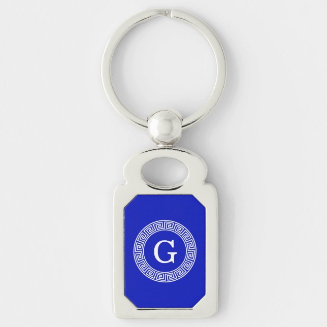 Chaveiro Real Azul Wt Chave Grega Rnd Frame Monograma Inici (Frente)