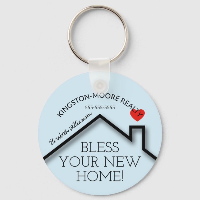 Chaveiro Real Estate House Heart Custom Realtor Business Ke (Frente)