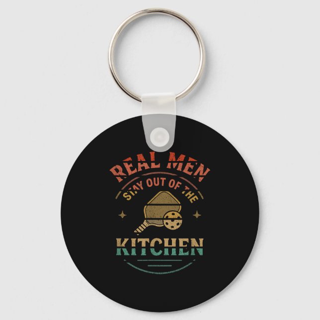 Chaveiro Real Men Stay Out Of The Kitchen Funny Ckleball Vi (Frente)