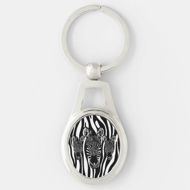Chaveiro Rebanho de Zebras da Moda em Estampa de Zebra (Frente)