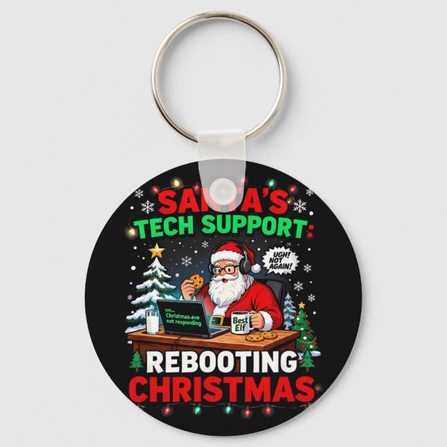 Chaveiro Rebooting Funny Santa's Tech Support Christmas Com (Frente)