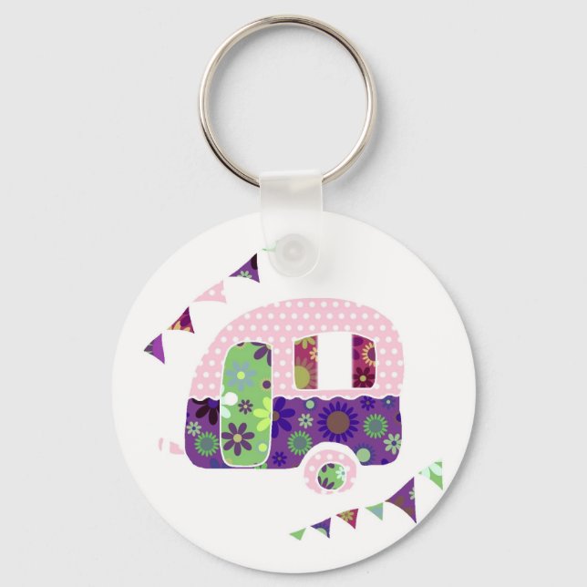 Chaveiro Reboque shabbychic, campista de caravana com bunda (Frente)