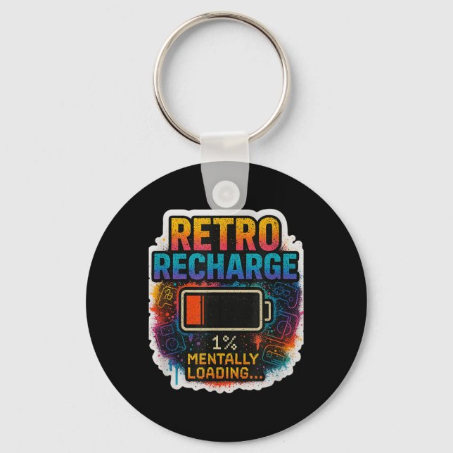 Chaveiro “Recarga Retro – Carregando Mentalmente…” (Frente)
