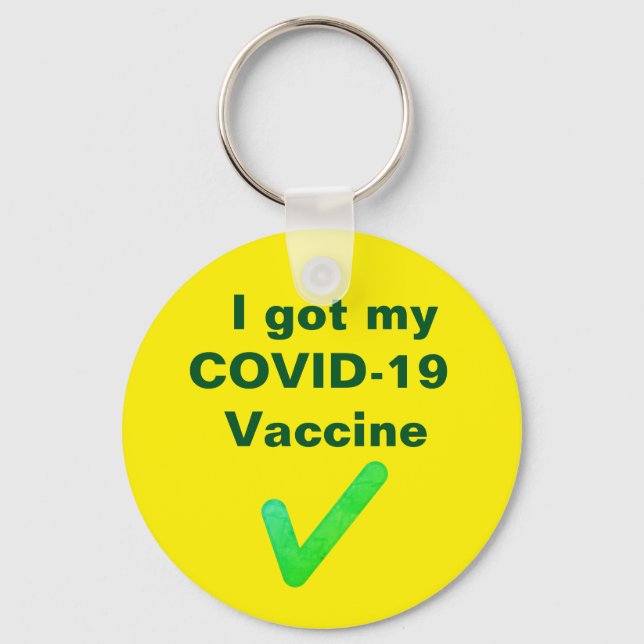 Chaveiro Recebi minha vacina COVID-19. Botão (Frente)