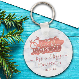 Chaveiro Recem casados Sr. e Sra. Rosa. Dourada Marble