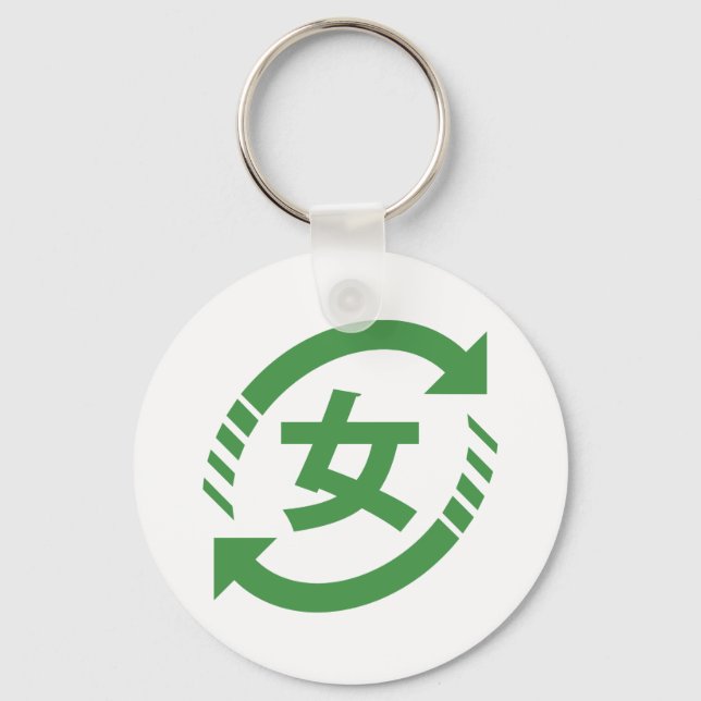 Chaveiro Reciclar Japonês Girls | Símbolo Kanji Nihongo (Frente)