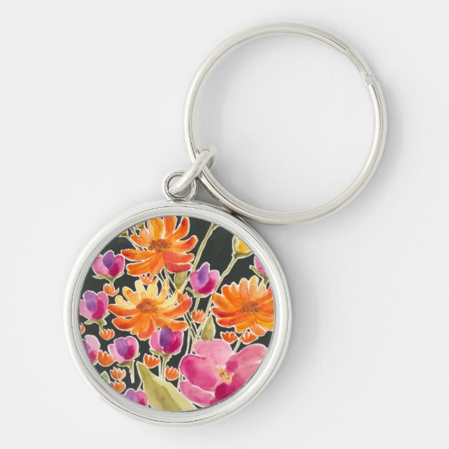 Chaveiro Recolha esplêndida - Flores Rosa e Laranja (Frente)