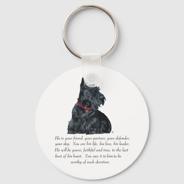 Chaveiro Recuerdo de Terrier Escocês - Cão MACHO (Frente)