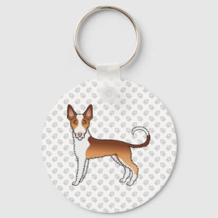 Chaveiro Red And White Wire Haired Ibizan Hound Dog & Paws