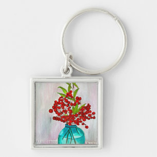 Chaveiro Red Christmas Berries — aquarela