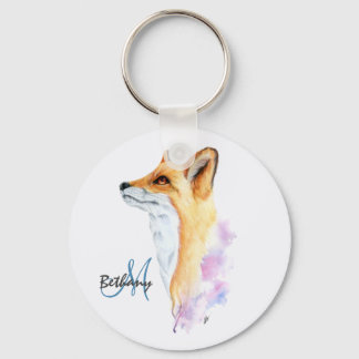 Chaveiro Red Fox Watercolor Personalizada