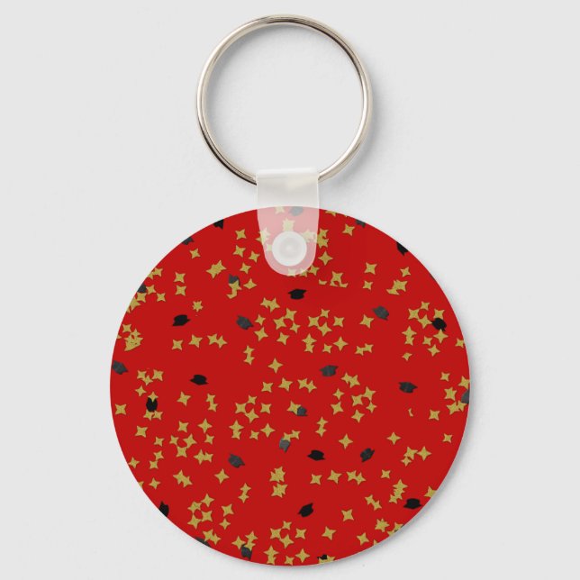 Chaveiro Red Graduation Confetti (Frente)