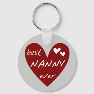 Chaveiro Red Heart Best Nanny Ever T-shirts e presentes
